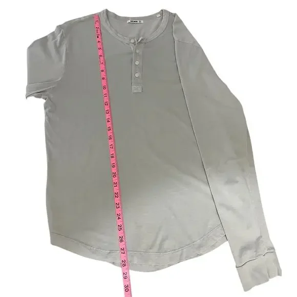 Buck Mason 100% Cotton Henley Shirt Long Sleeve Casual Gray Men's Size Medium - Picture 7 of 7